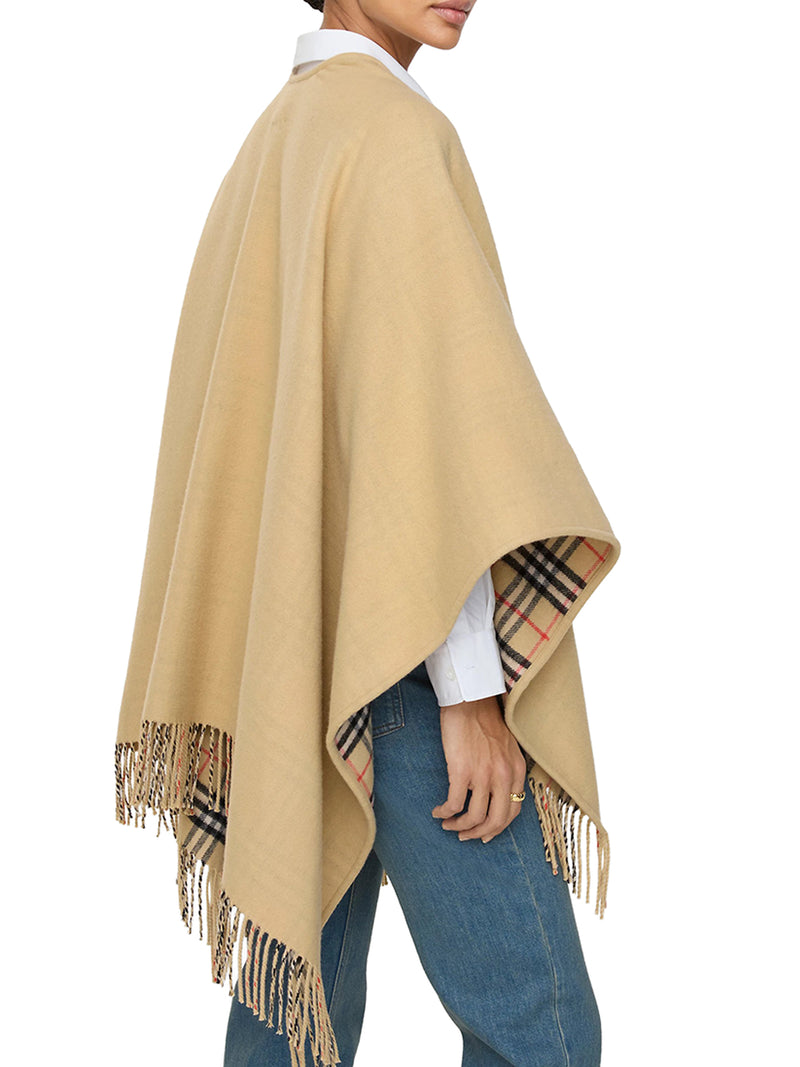 REVERSIBLE CHECK WOOL CAPE