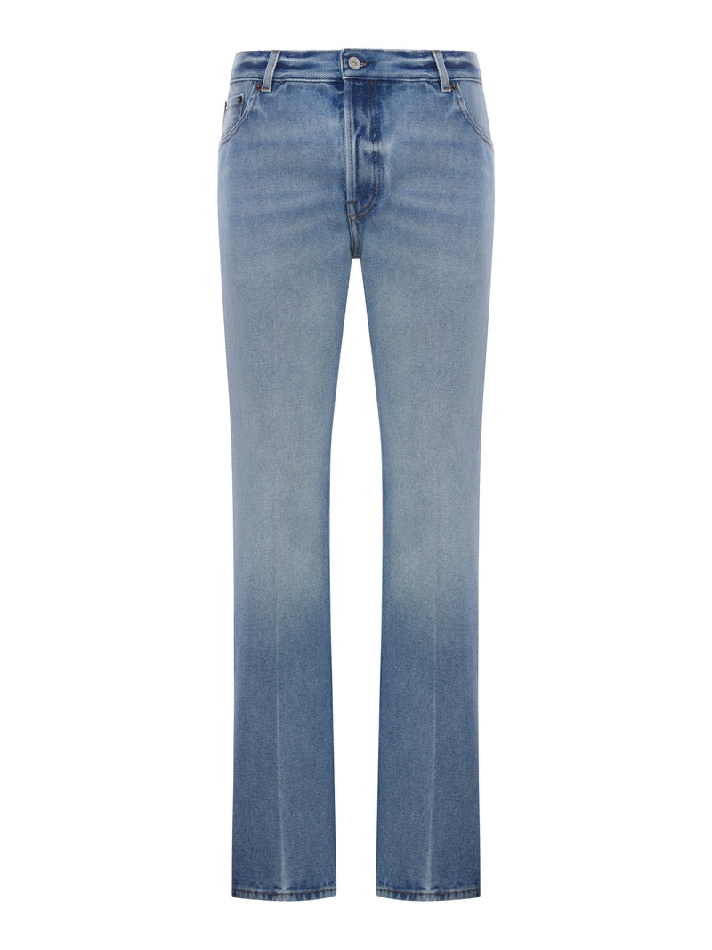 FIVE-POCKET WASHED DENIM TROUSERS