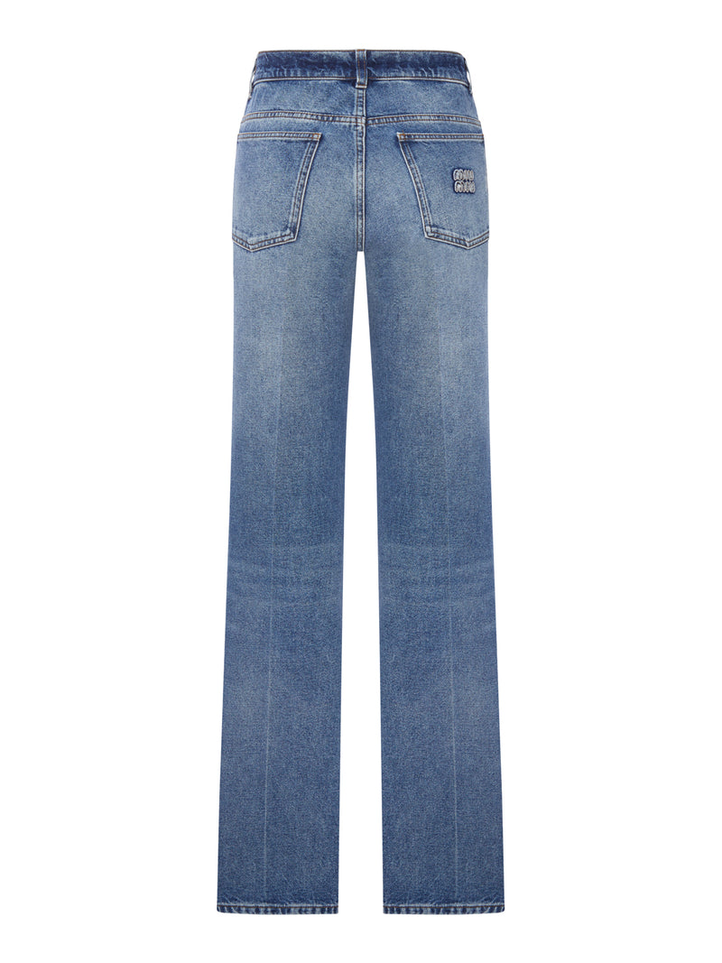 STRAIGHT LEG DENIM JEANS MEDIUM WASH