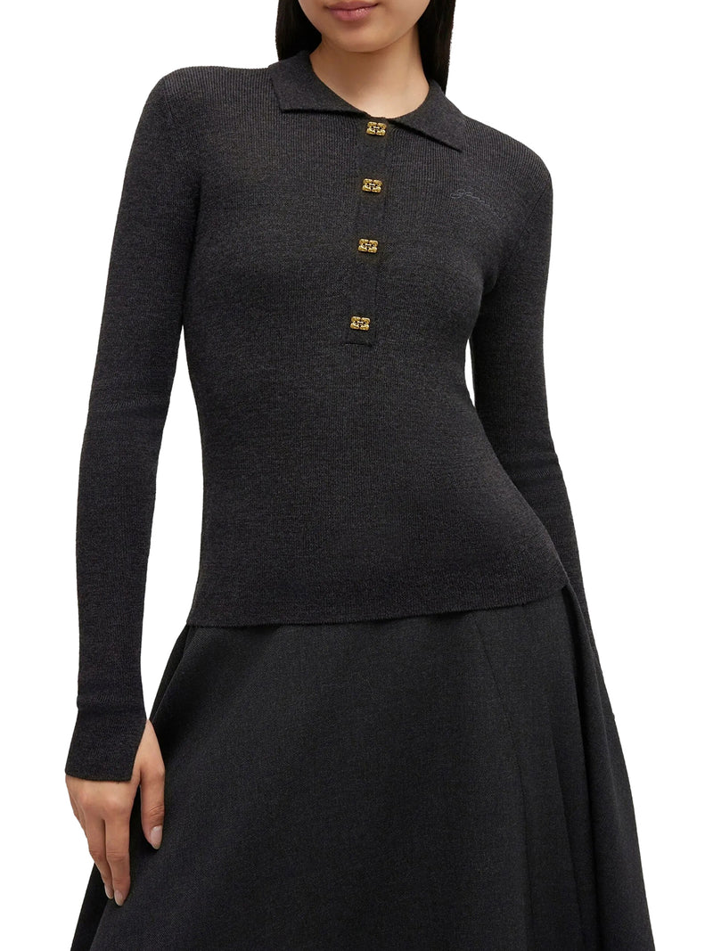 WOOL POLO SHIRT WITH EMBROIDERED LOGO