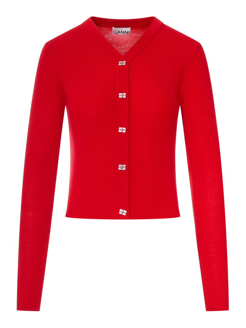 WOOL CARDIGAN WITH EMBROIDERED LOGO