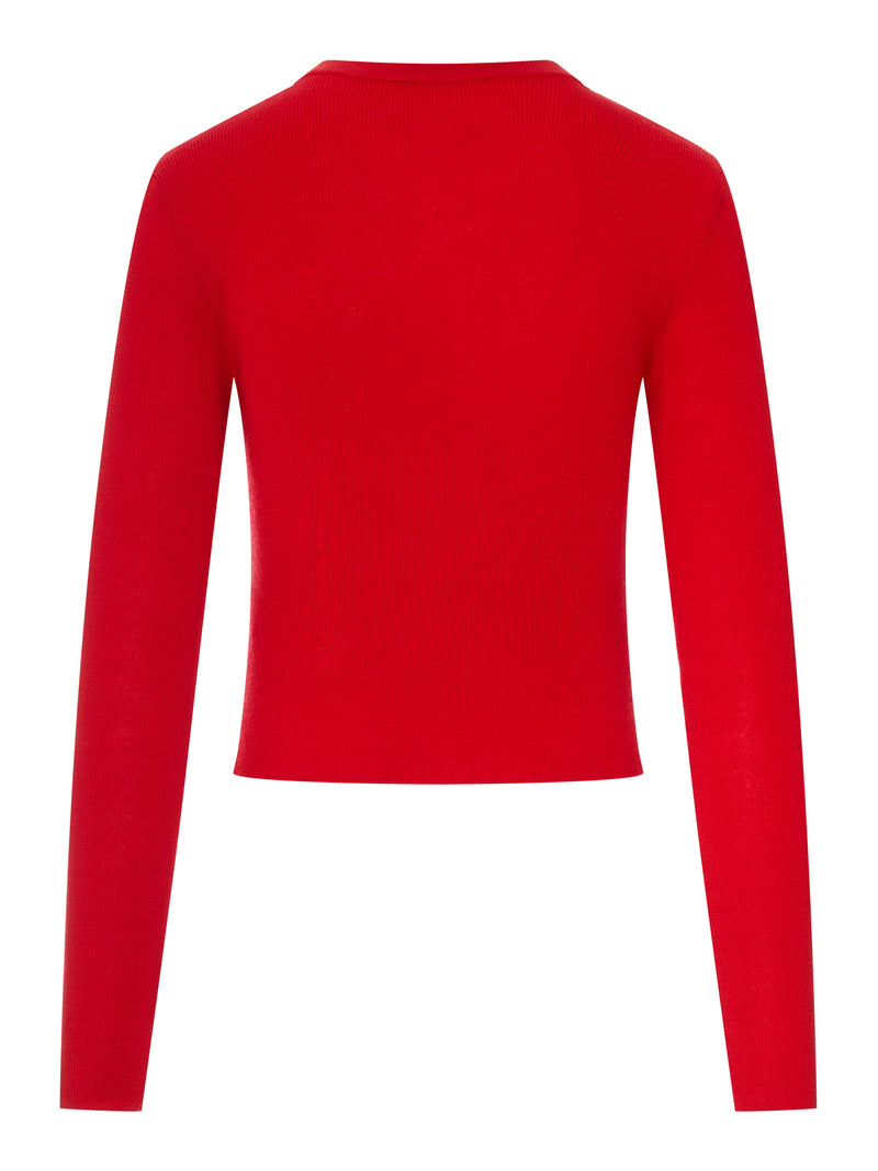 WOOL CARDIGAN WITH EMBROIDERED LOGO