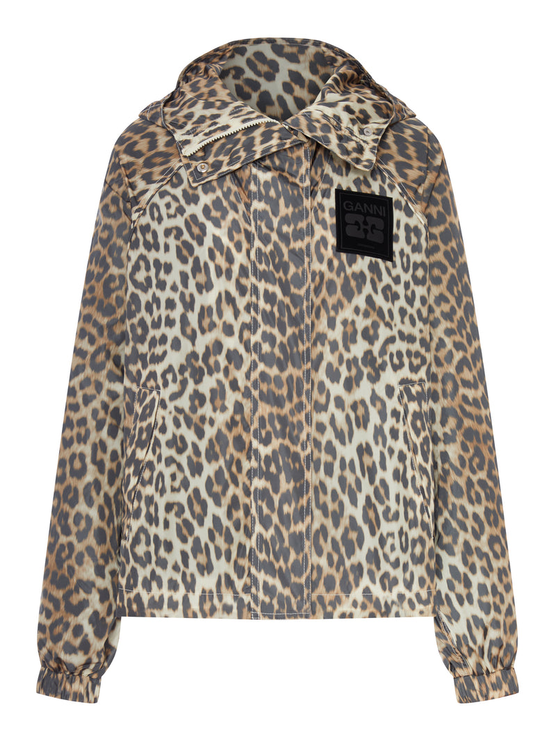 NYLON JACKET WITH LEOPARD PRINT