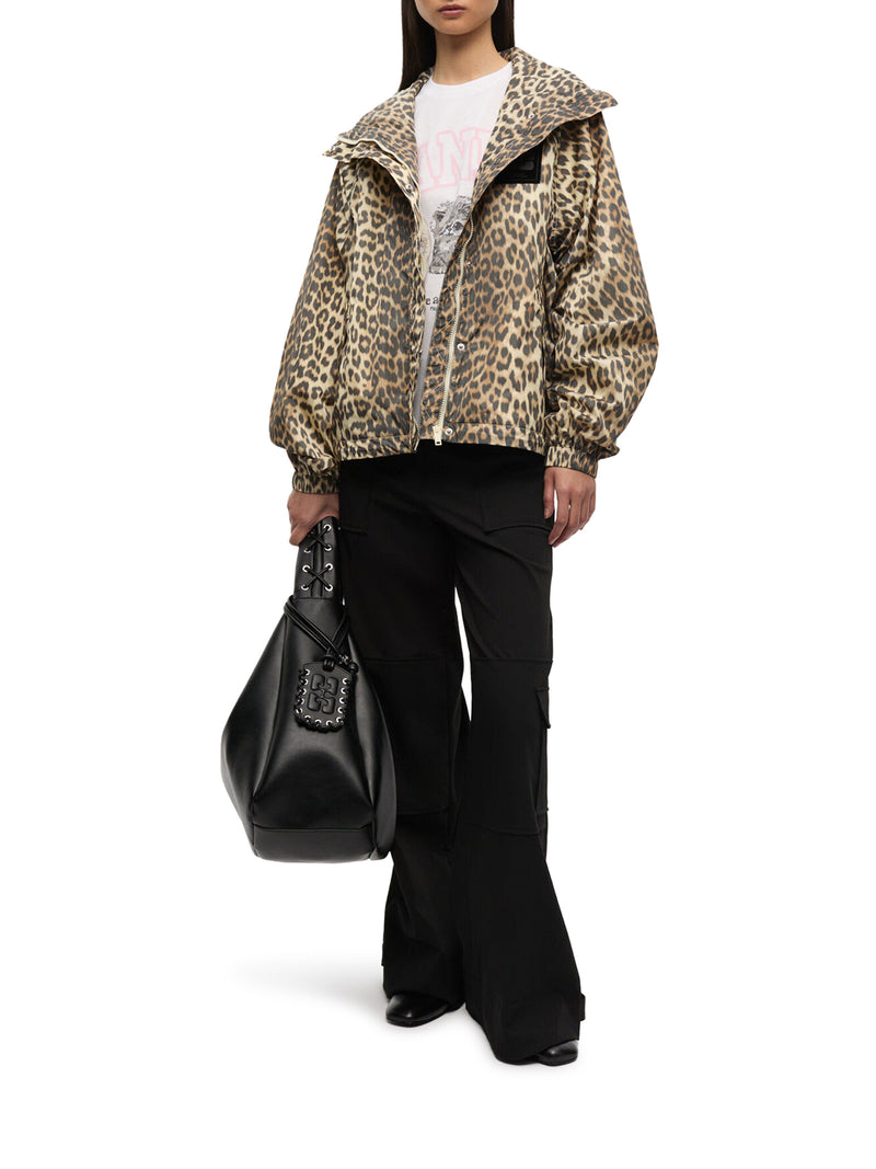 NYLON JACKET WITH LEOPARD PRINT