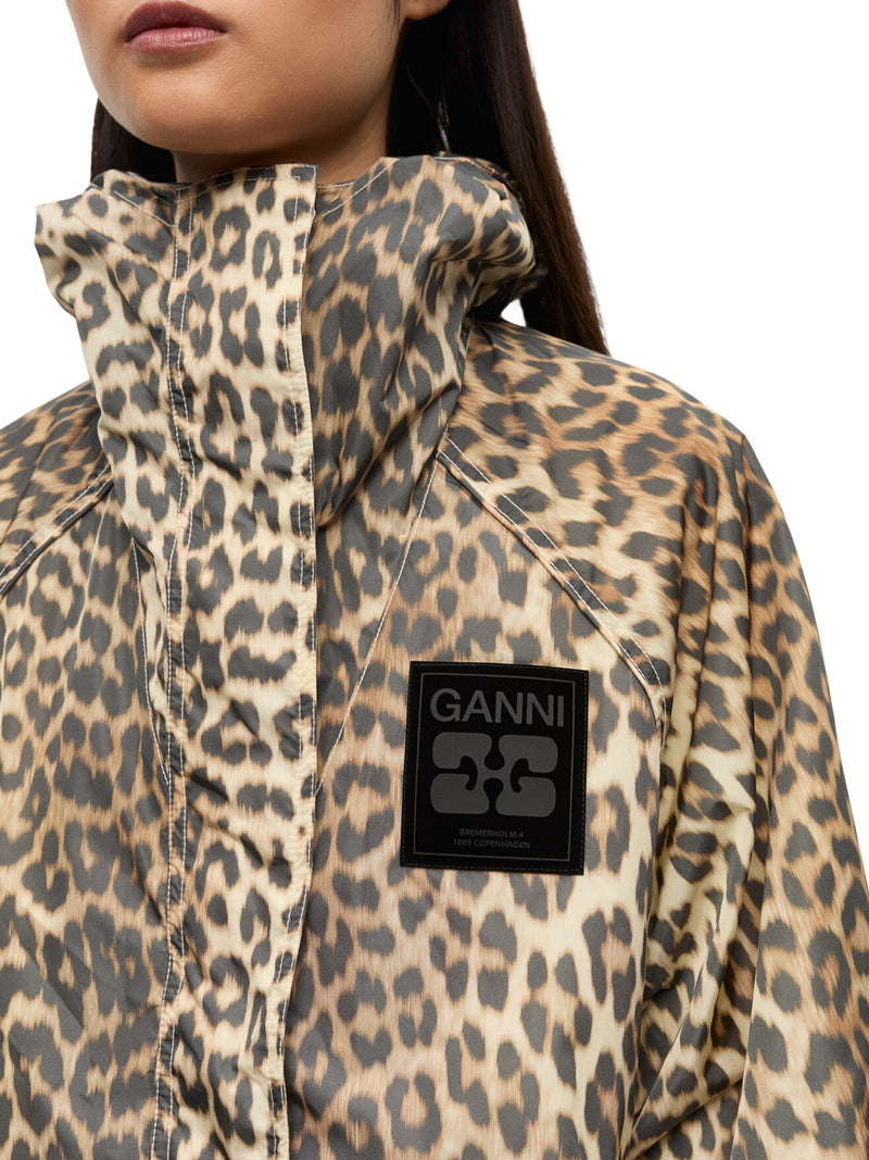 NYLON JACKET WITH LEOPARD PRINT