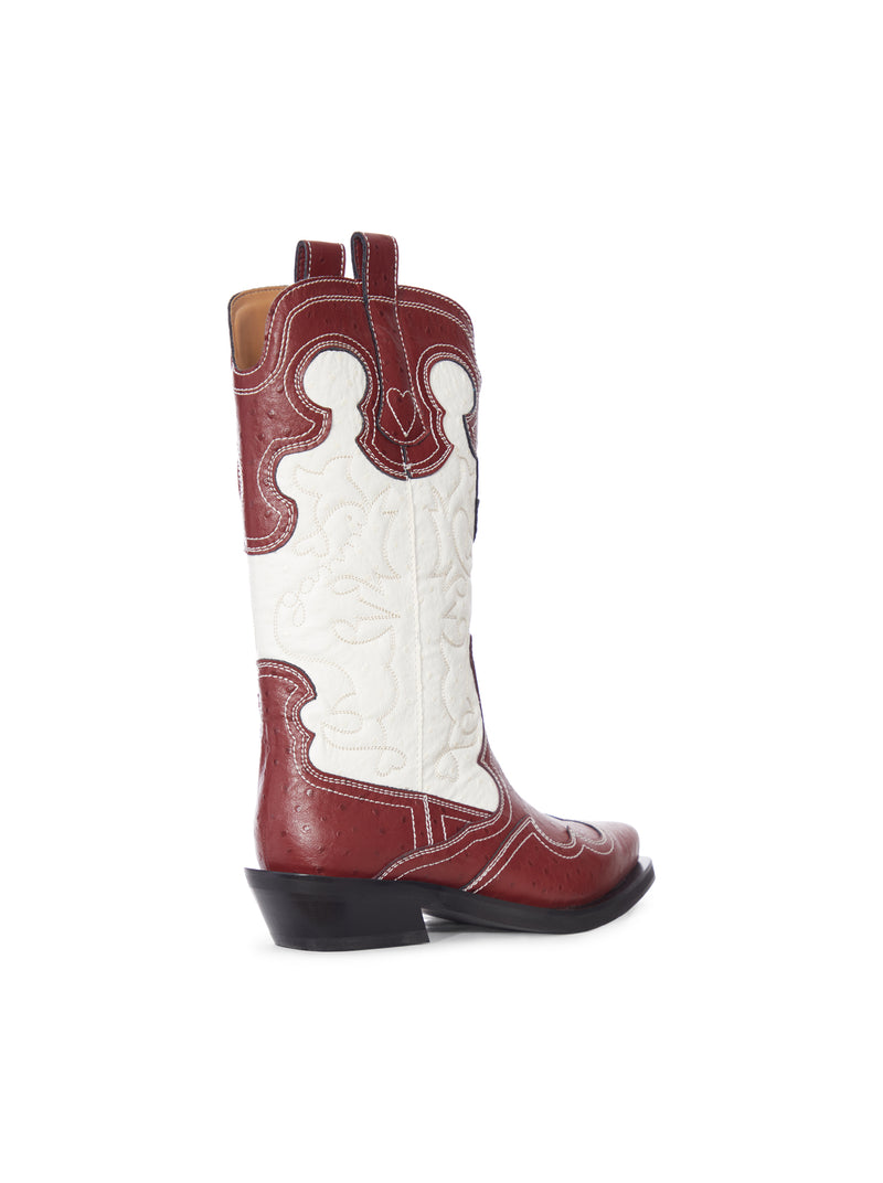 TWO-TONE LEATHER TEXAN BOOTS WITH DECORATIVE EMBROIDERY