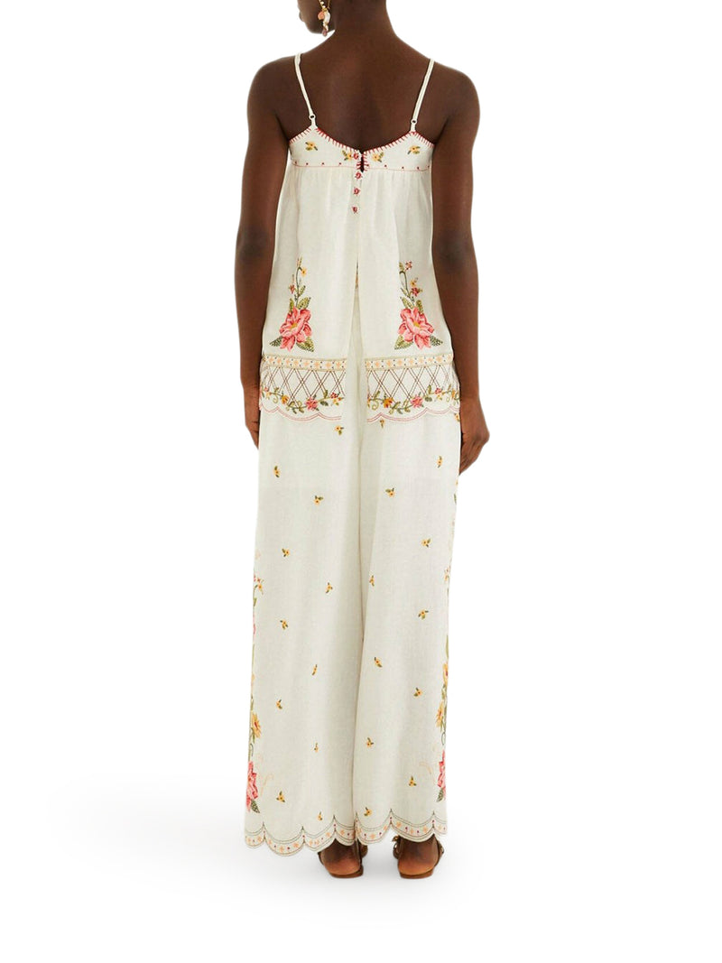 PALAZZO TROUSERS WITH FLORAL EMBROIDERY