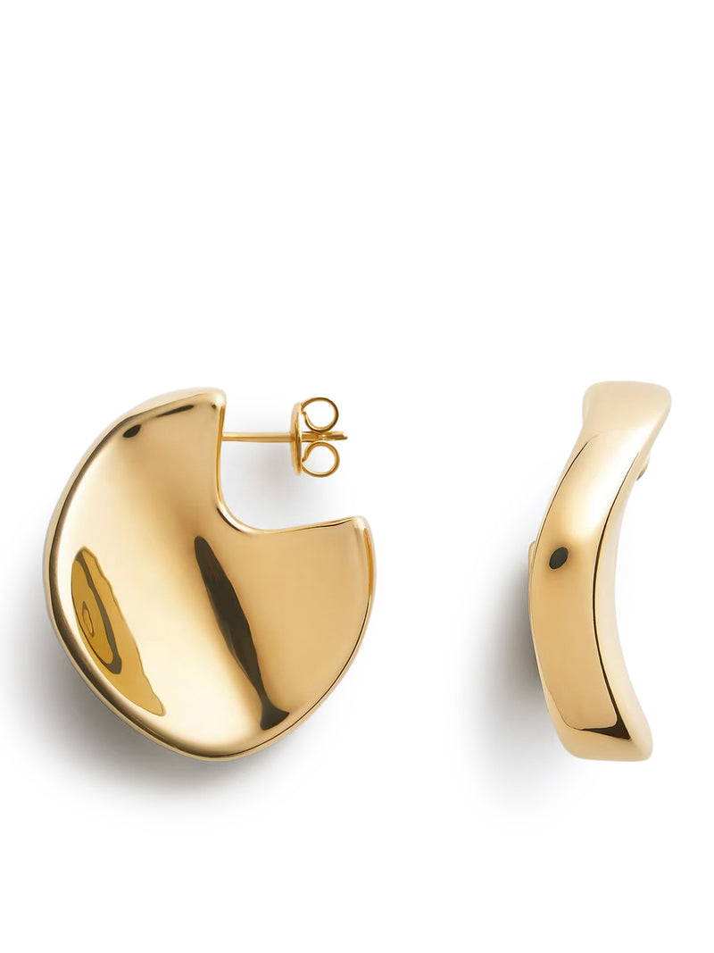 GEOMETRIC DESIGN SILVER EARRINGS WITH GOLD FINISH