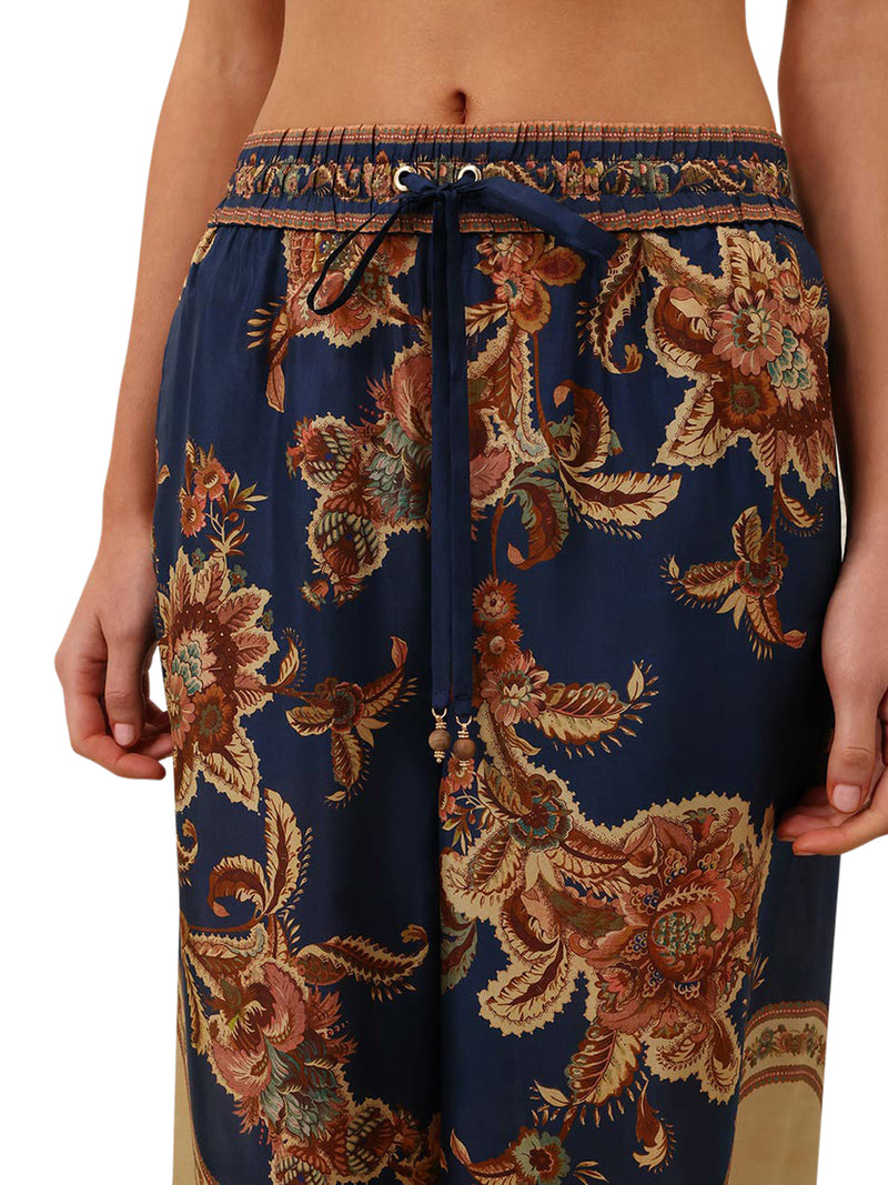 ASTER WIDE LEG PRINTED SILK TROUSERS