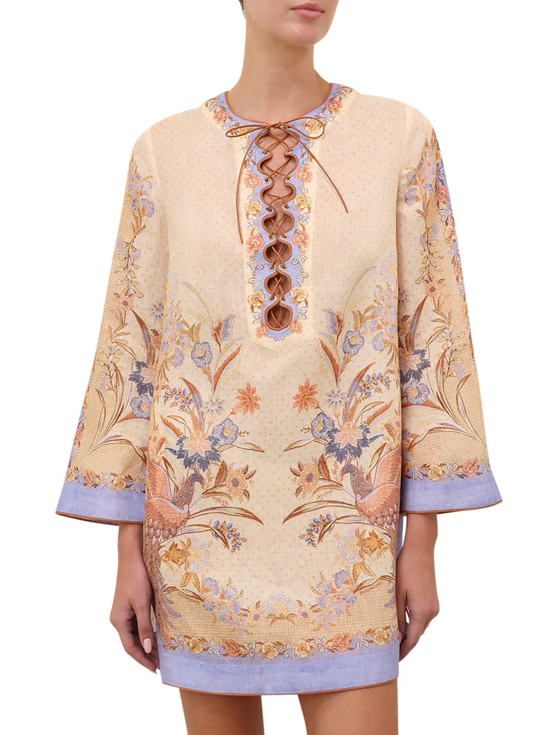 INDRA LINEN MINI TUNIC DRESS