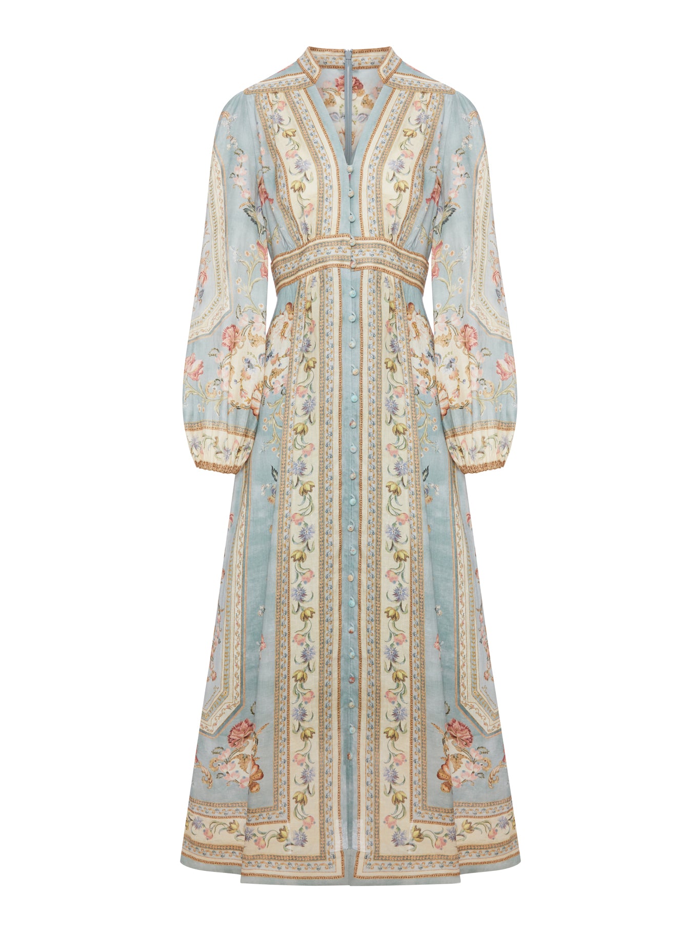 zimmermann blue paisley dress ROSELIGHT PLUNGE MIDI - Color:White Hearts Ombre_Bridesmaid Mexican Quinceanera Dress Embroidery The Mahon Waisted Maxi