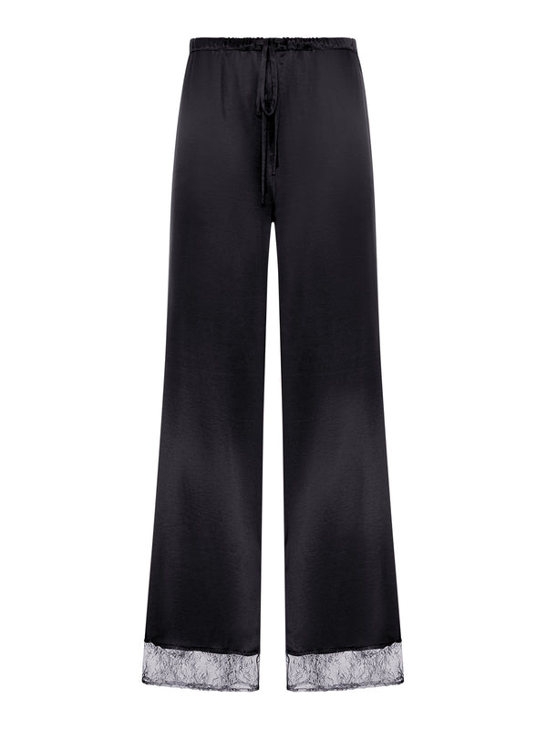 SILK PALAZZO TROUSERS WITH LACE DETAIL