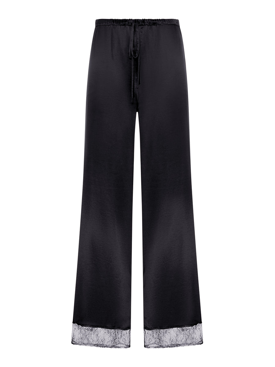 SILK PALAZZO TROUSERS WITH LACE DETAIL