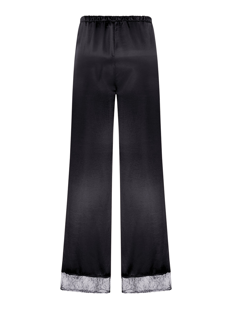 SILK PALAZZO TROUSERS WITH LACE DETAIL