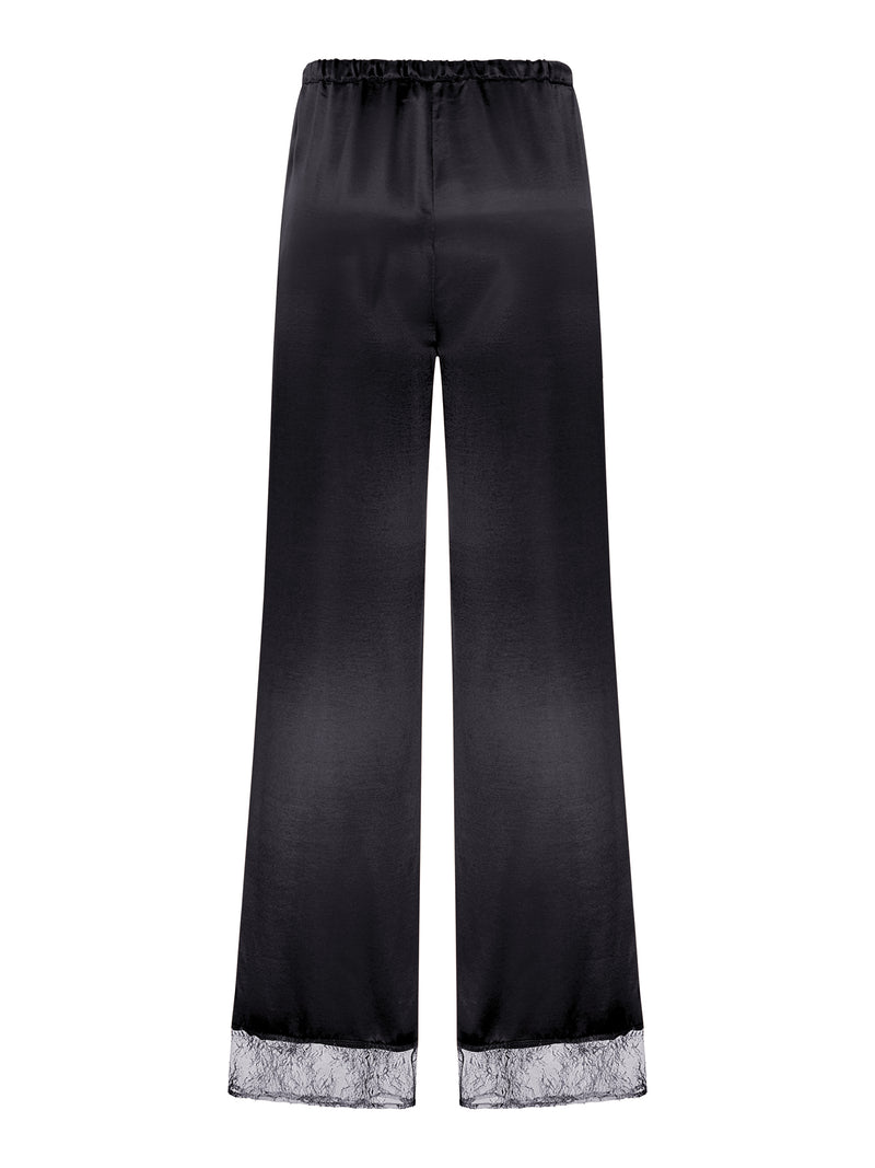 SILK PALAZZO TROUSERS WITH LACE DETAIL