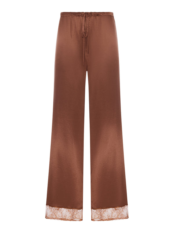 SILK PALAZZO TROUSERS WITH LACE DETAIL