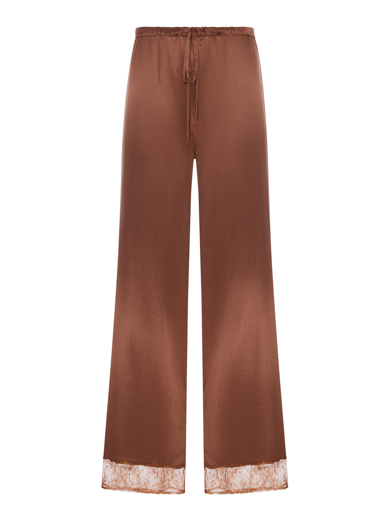 SILK PALAZZO TROUSERS WITH LACE DETAIL