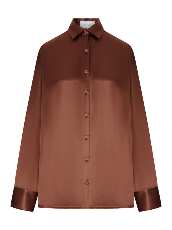 OVERSIZED SILK SHIRT WITH VERTICAL BACK OPENING