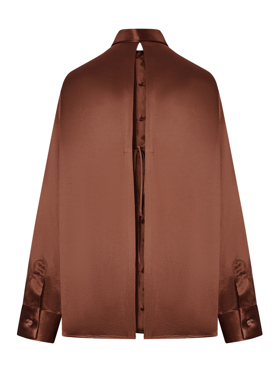 OVERSIZED SILK SHIRT WITH VERTICAL BACK OPENING