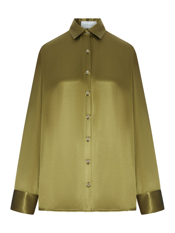 OVERSIZED SILK SHIRT WITH VERTICAL BACK OPENING