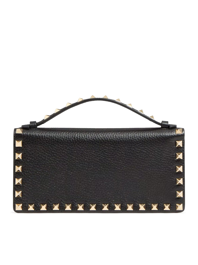 ROCKSTUD CHAIN WALLET IN GARNET CALFSKIN