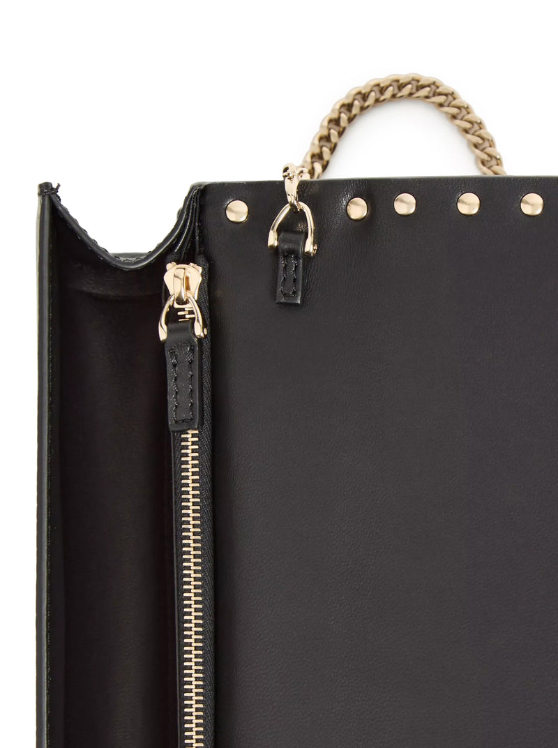ROCKSTUD CHAIN WALLET IN GARNET CALFSKIN
