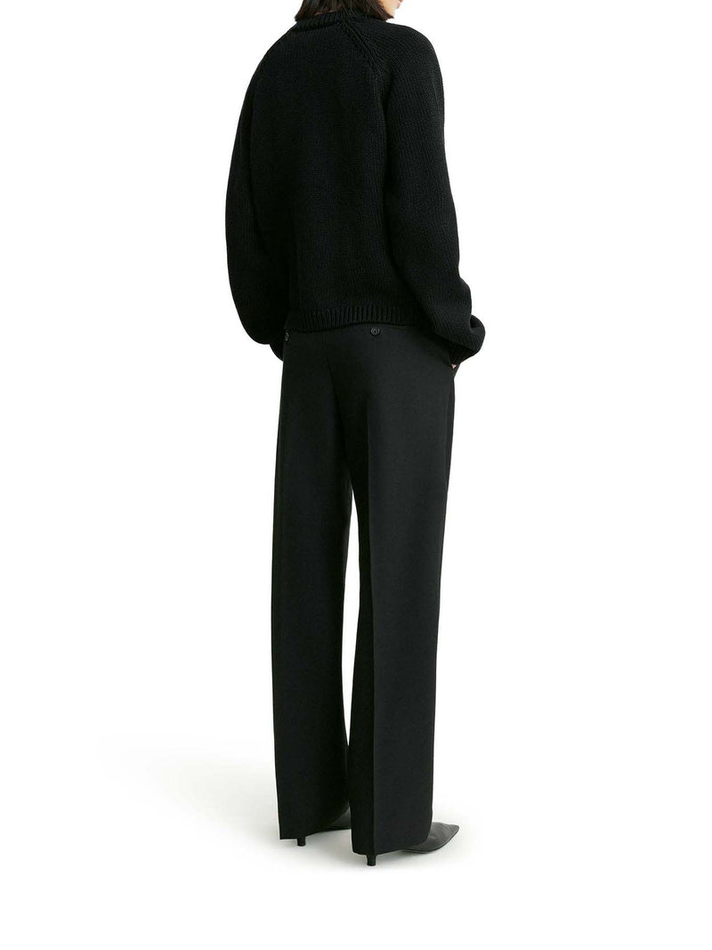 BLACK COTTON CARDIGAN WITH HAMMERED-EFFECT BUTTONS