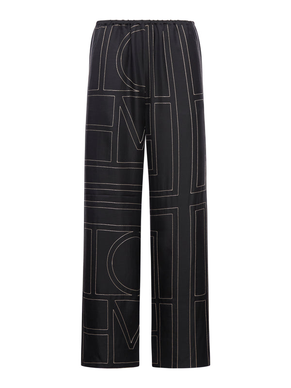 MONOGRAM SILK TROUSERS