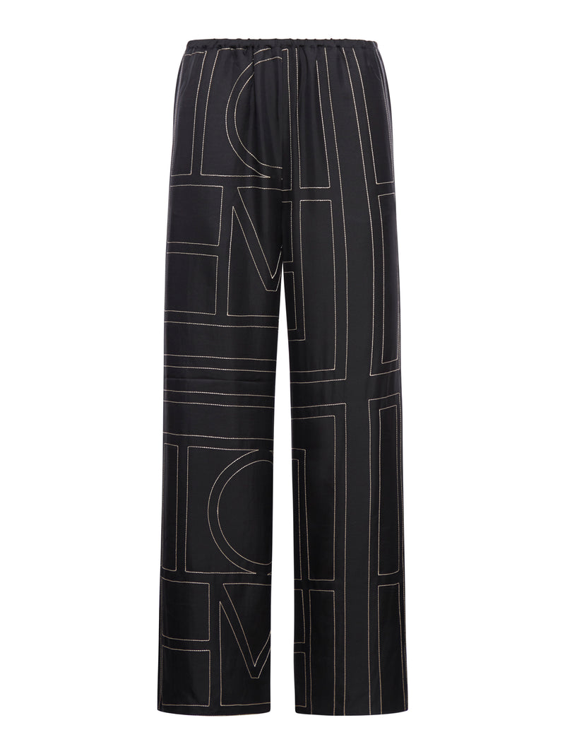 MONOGRAM SILK TROUSERS