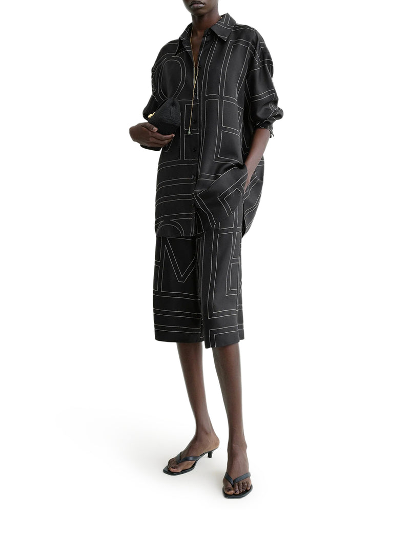 SILK SHIRT WITH MONOGRAM EMBROIDERY