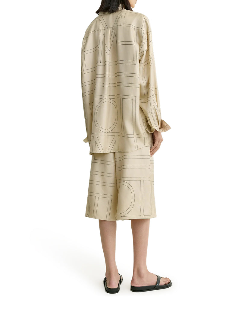 SILK SHIRT WITH MONOGRAM EMBROIDERY