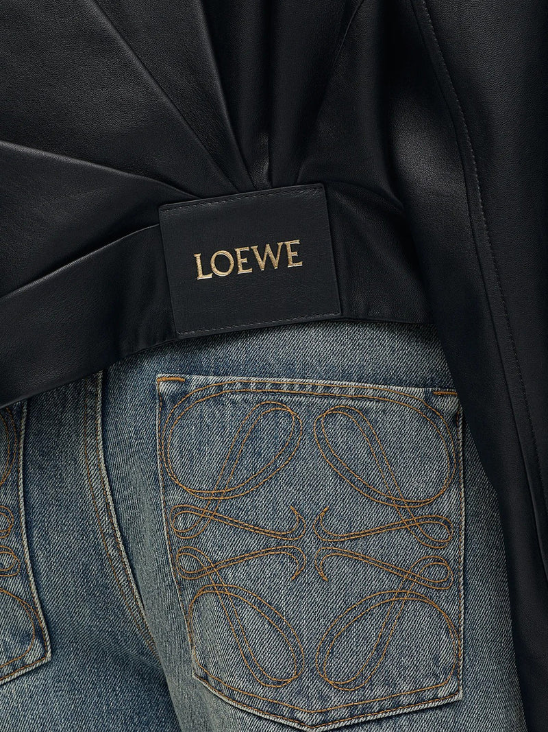 LAMB NAPPA JACKET WITH ASYMMETRIC DRAPING AT THE BACK