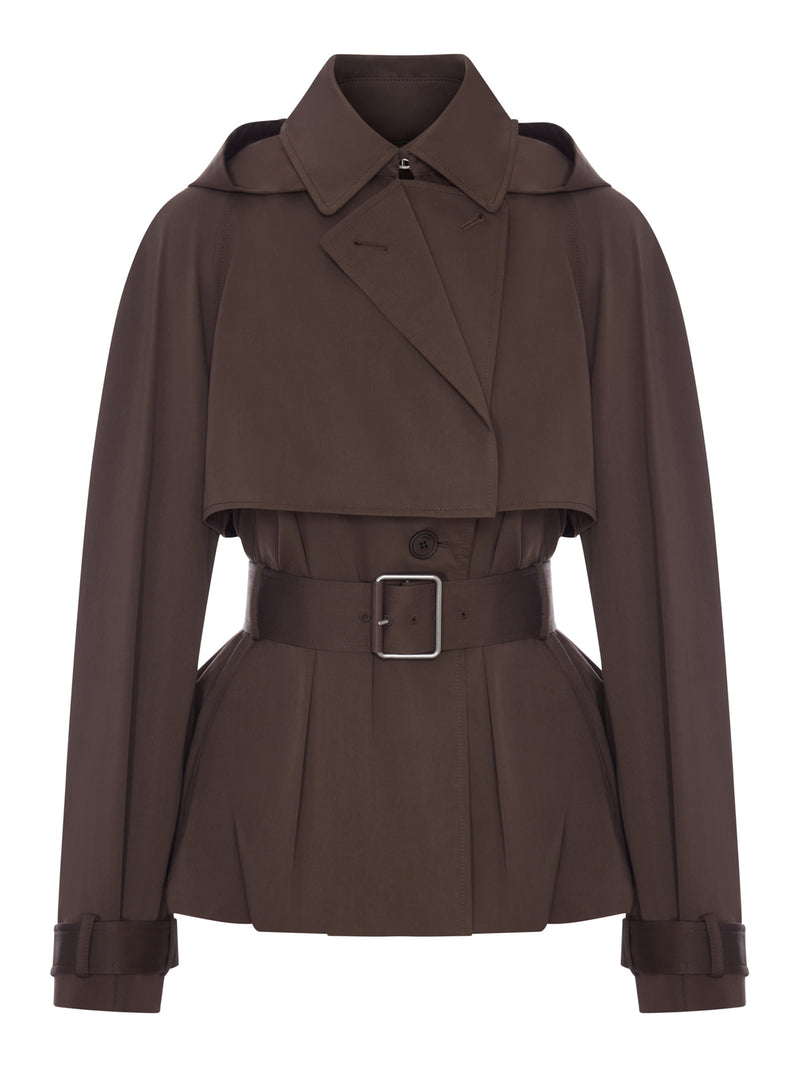 COTTON AND SILK GABARDINE JACKET WITH A BALLOON SILHOUETTE