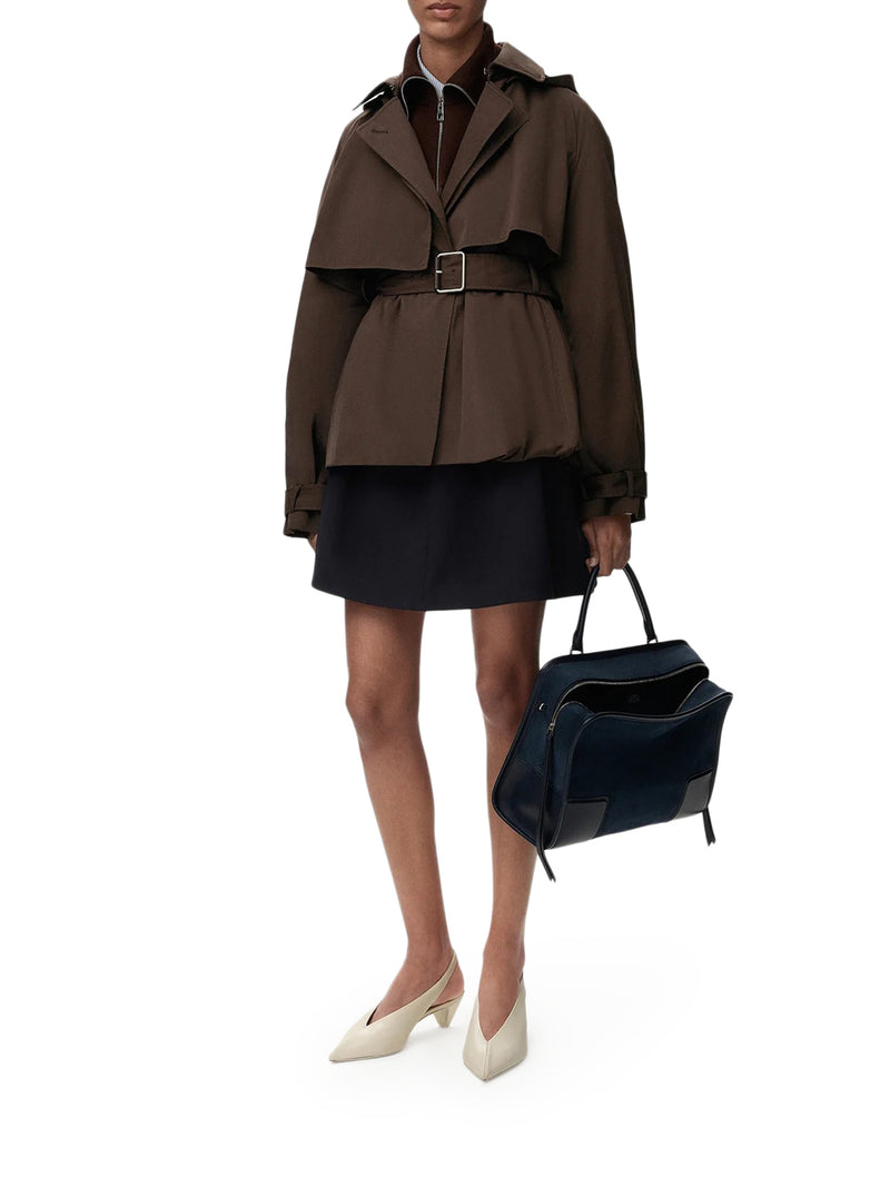 COTTON AND SILK GABARDINE JACKET WITH A BALLOON SILHOUETTE