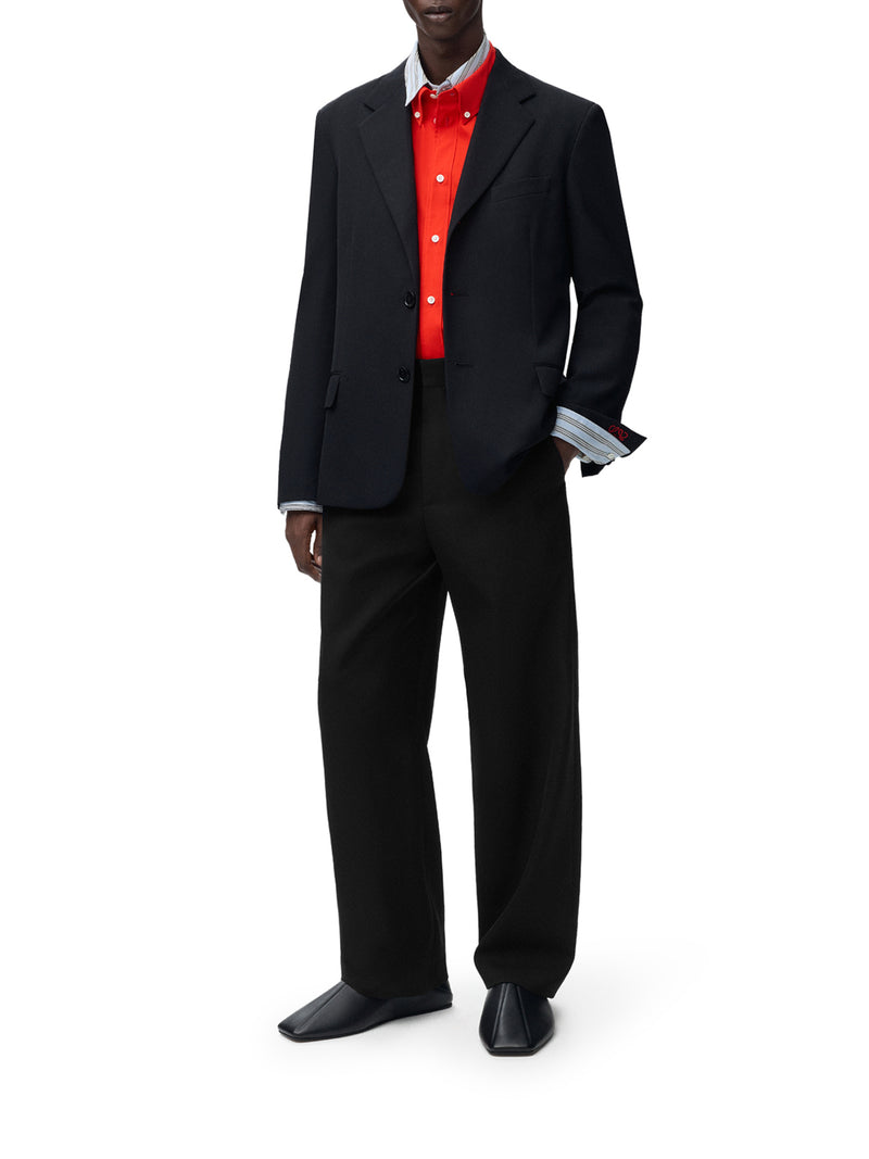 SARTORIAL WOOL JACKET WITH CONTRASTING DOUBLE-LAYER CUFFS