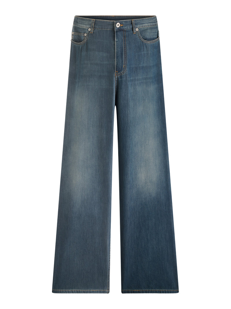 REGULAR FIT JEANS IN BLUE STONEWASHED COTTON DENIM