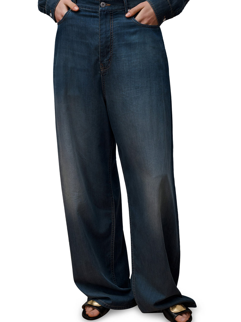 REGULAR FIT JEANS IN BLUE STONEWASHED COTTON DENIM