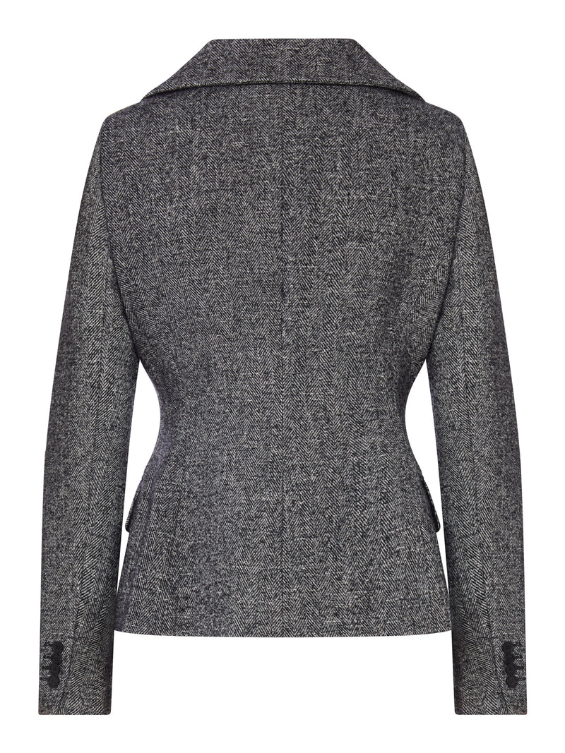 SINGLE-BREASTED TAILORED TWEED JACKET