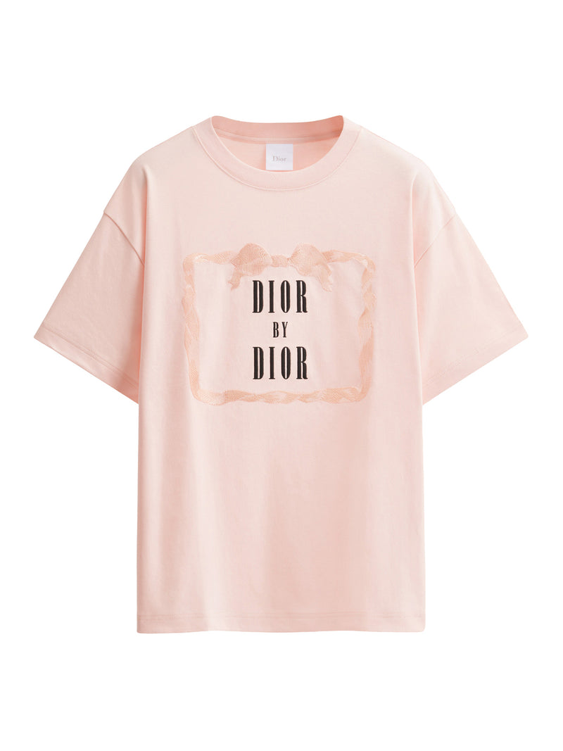 OVERSIZED T-SHIRT WITH EMBROIDERED BOOK COVER PINK COTTON JERSEY