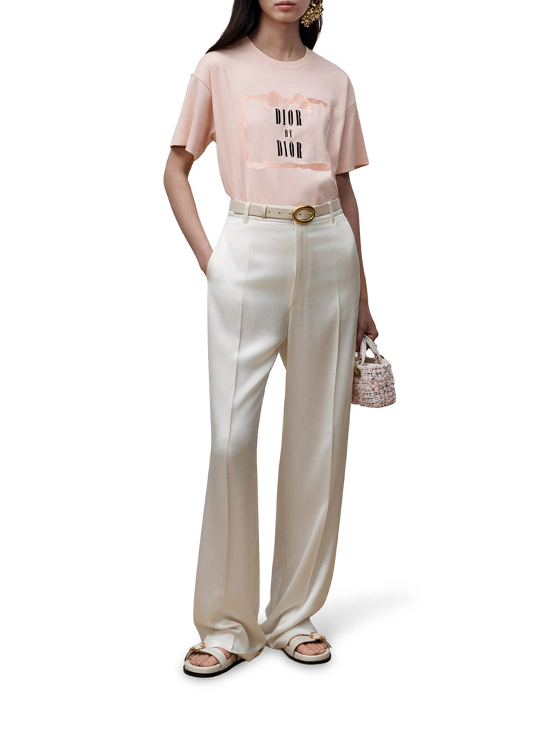 OVERSIZED T-SHIRT WITH EMBROIDERED BOOK COVER PINK COTTON JERSEY
