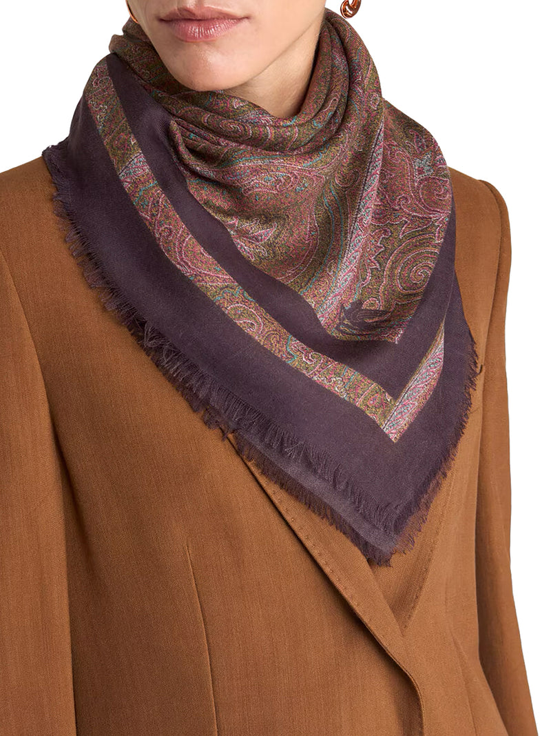 CASHMERE SCARF WITH FLORAL PAISLEY PATTERN