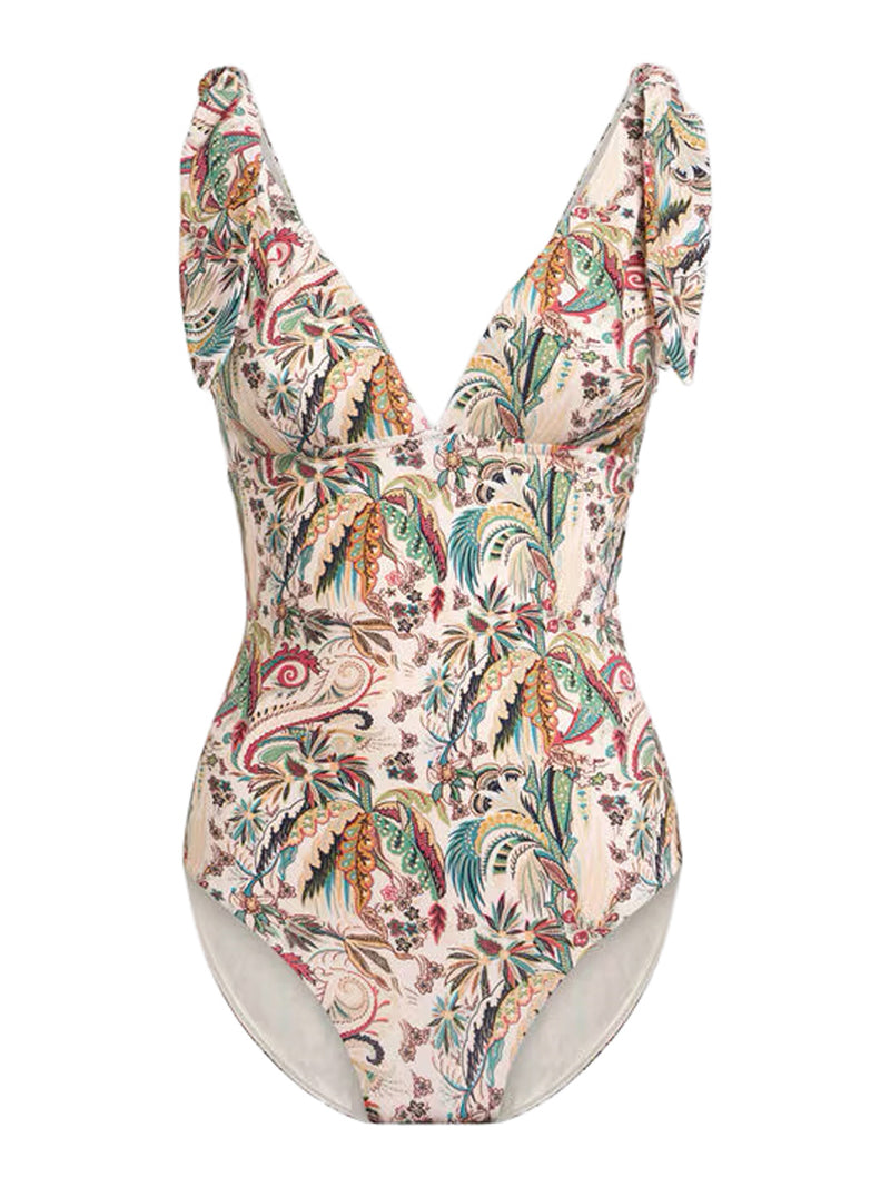 ONE-PIECE SWIMSUIT WITH A PAISLEY FOLIAGE PATTERN