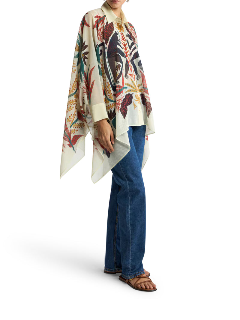 SHIRT WITH HANDKERCHIEF HEM AND PLACED PRINT