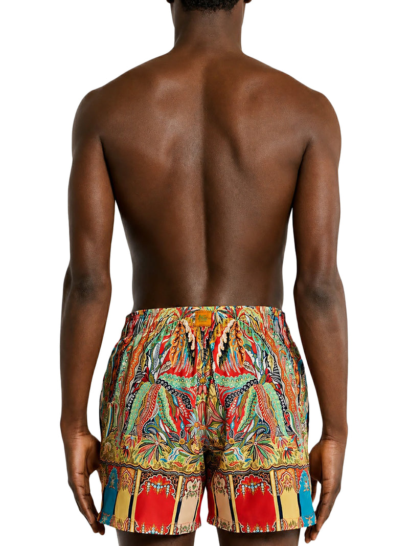 SWIMSUIT WITH PLACED FLORAL PAISLEY PRINT