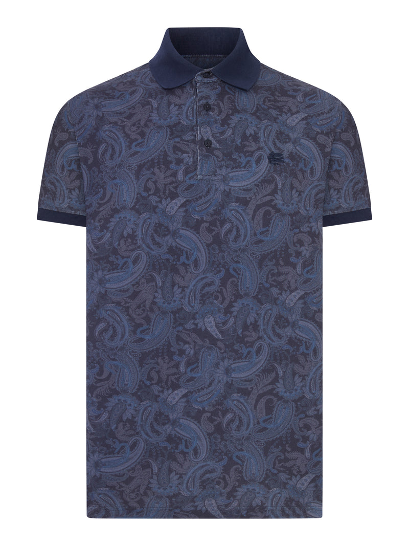 COTTON PIQUÉ POLO SHIRT WITH PAISLEY PRINT