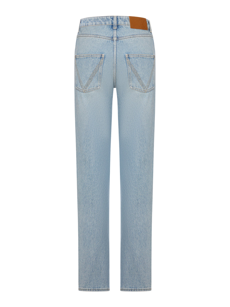 STRAIGHT LEG DENIM JEANS, LIGHT WASH