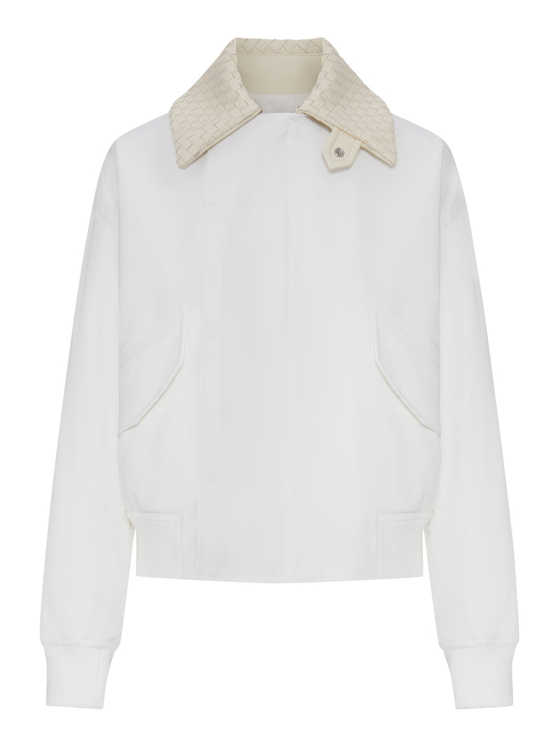 WATERPROOF COTTON JACKET WITH LEATHER COLLAR