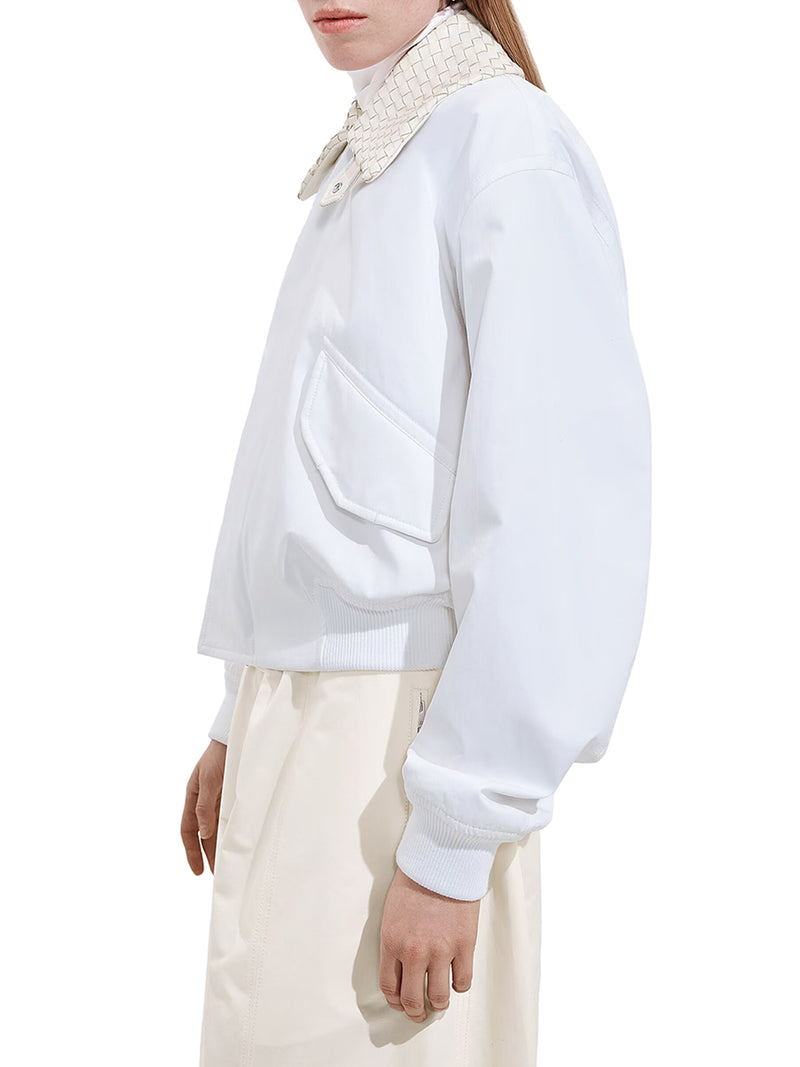 WATERPROOF COTTON JACKET WITH LEATHER COLLAR