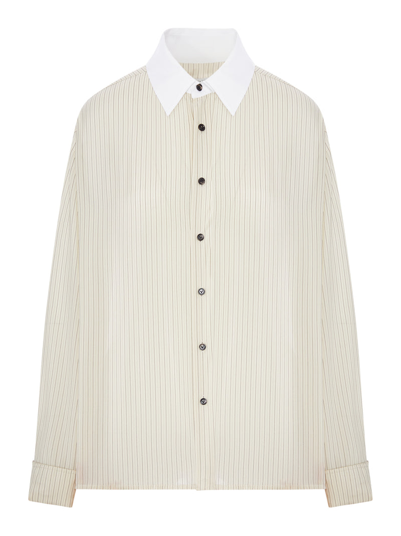 STRIPED SHIRT WITH CONTRASTING COLLAR