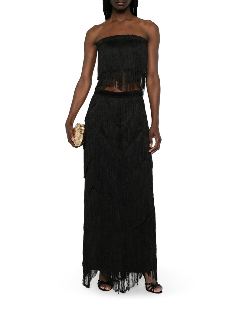 DARA LONG SKIRT WITH FRINGES